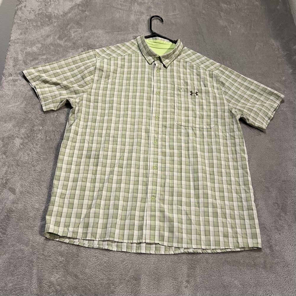 Under Armour Drift Tide Shirt Mens 2XL Plaid Button Fitted Lightweight Outdoor